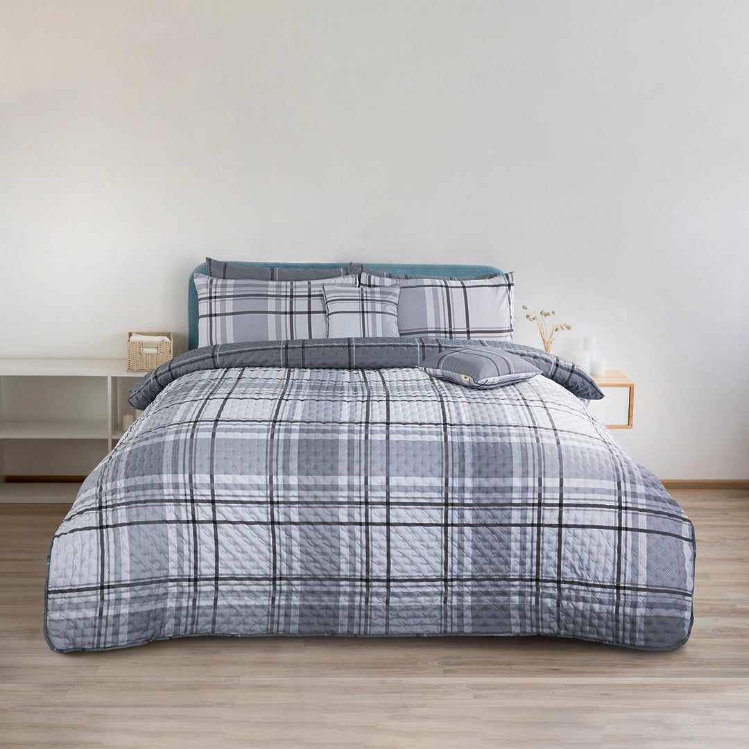 Grey Check Printed BNB Set (8PCS)