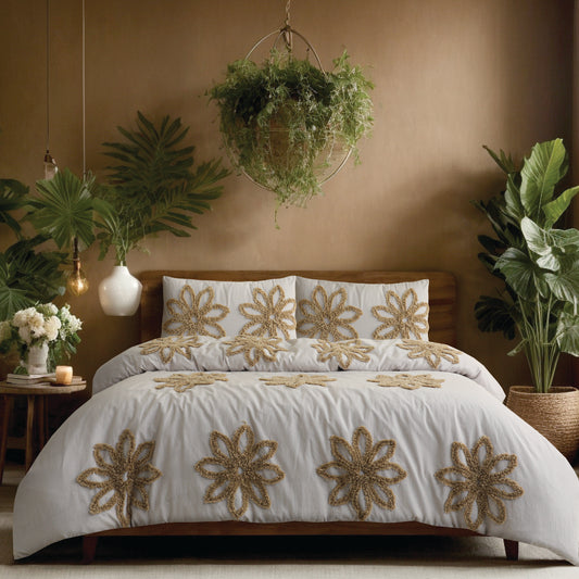 Daisy Tufted Duvet Set - Beige