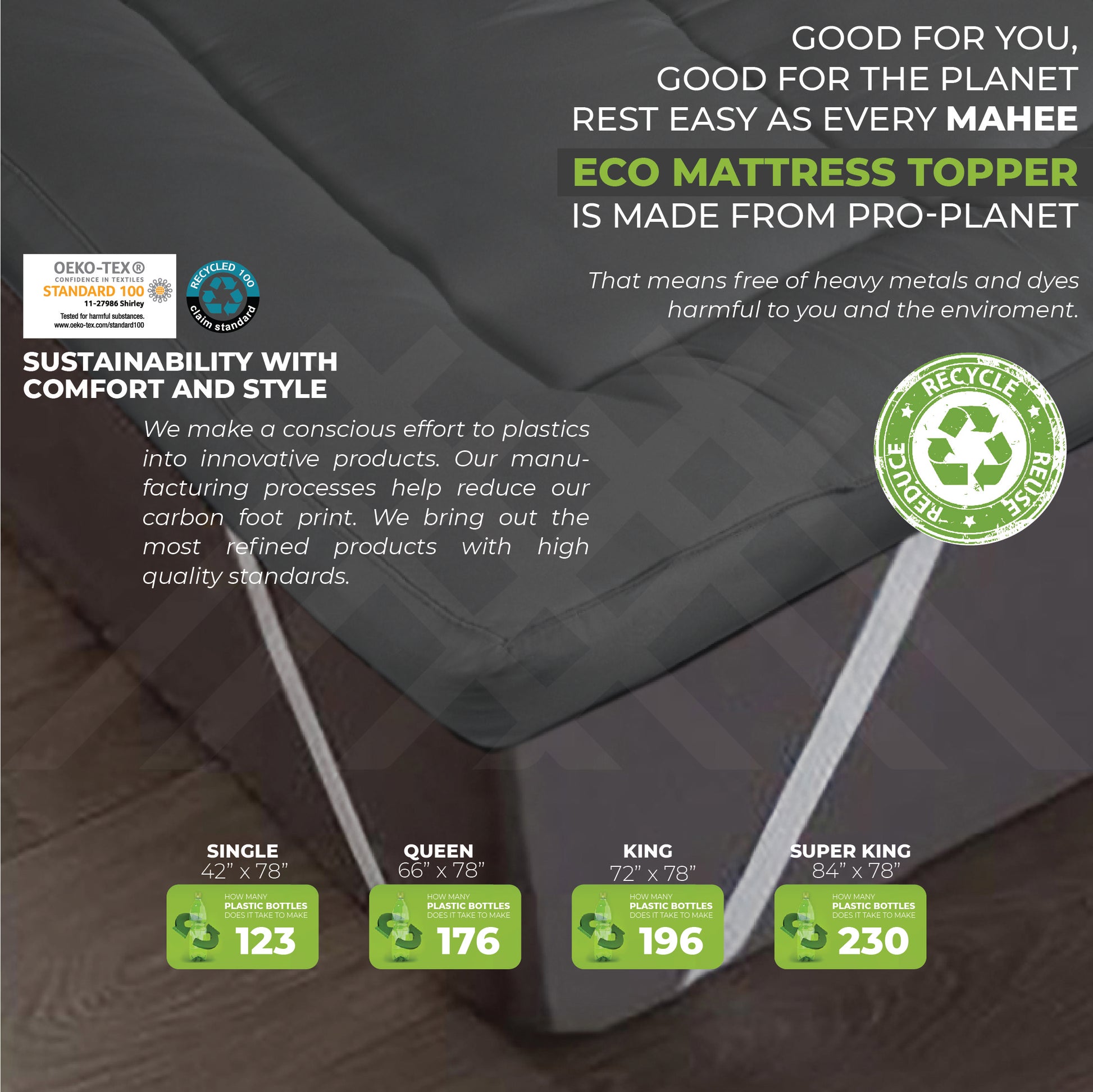 Anthracite Micro Extra Thick Mattress Topper